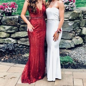 Ellie Wilde Red beaded prom gown. WORN ONCE!